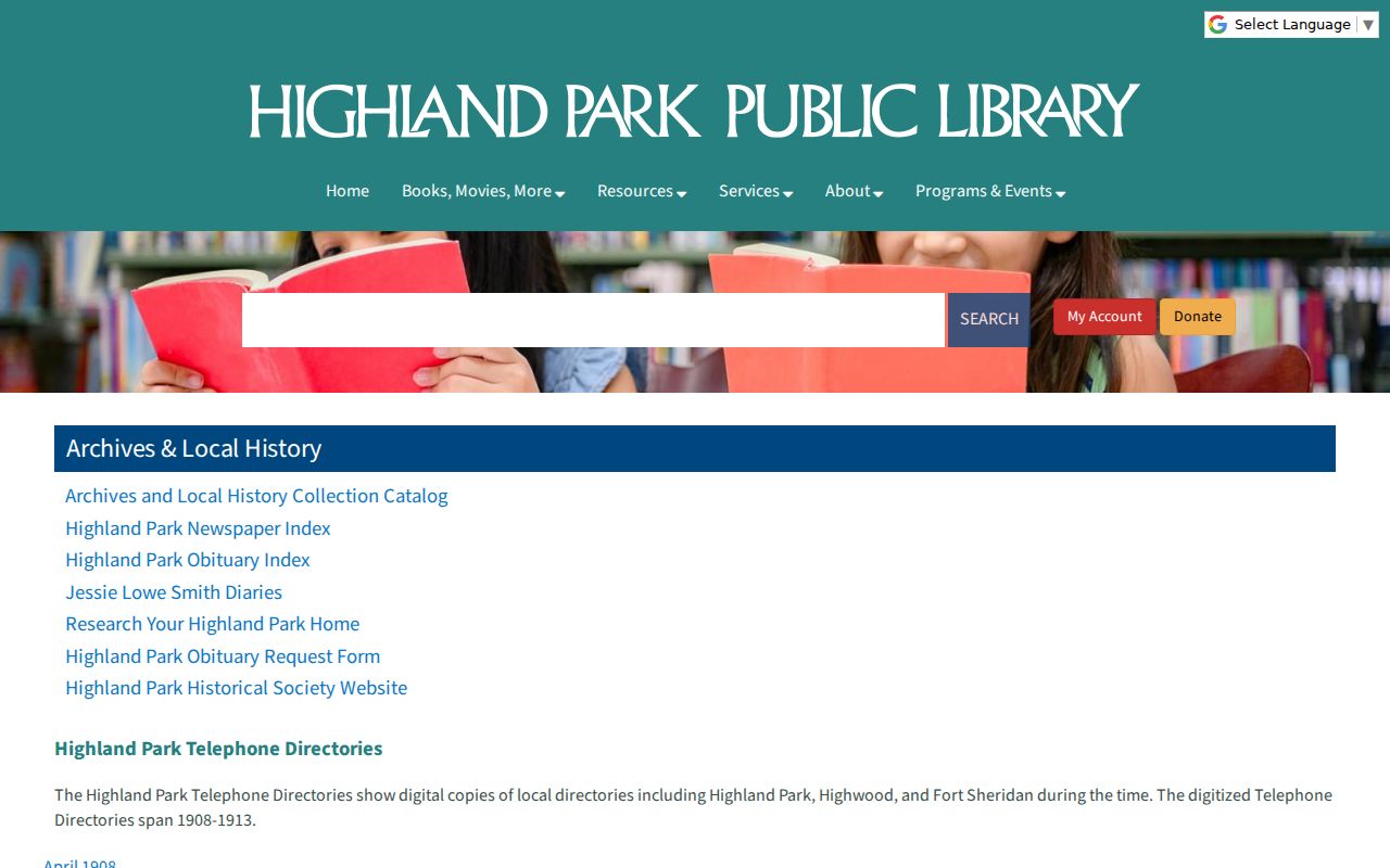Highland Park city directory digitized telephone book collection