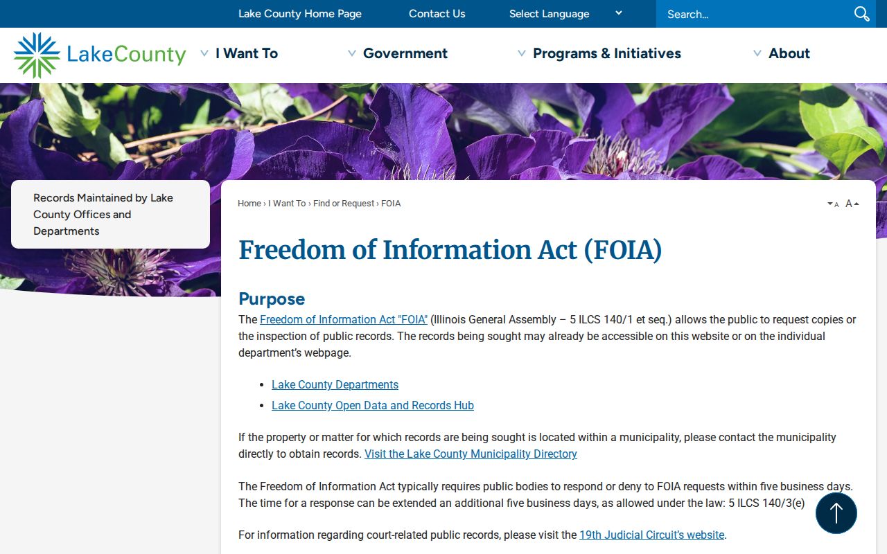 Lake County FOIA guidance for lawful Highland Park neighbor records requests
