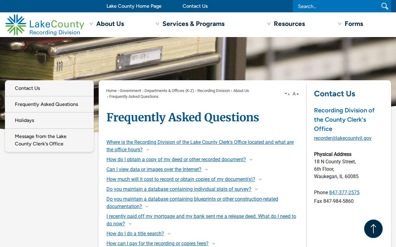 Lake County recorder search and copy guidance for Highland Park house history