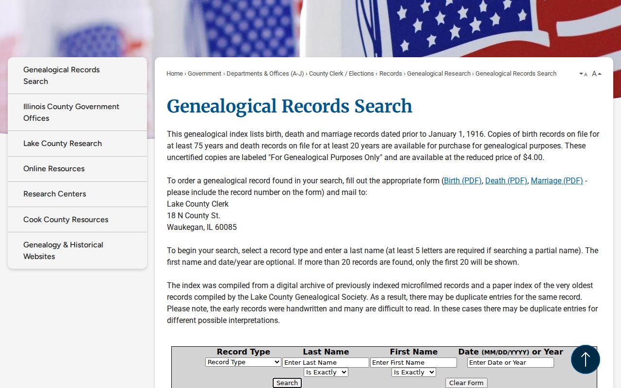 Lake County genealogical records search for former Highland Park residents
