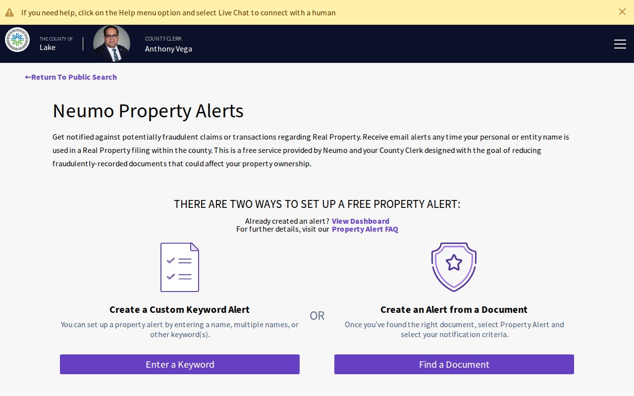 Lake County Property Alert for Highland Park recorded documents