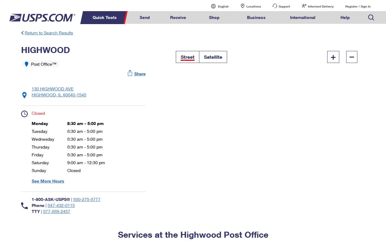 Highland Park ZIP code directory comparison with Highwood 60040
